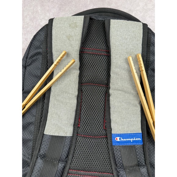 Champion Backpack Black Grey Mesh Pockets School Work Travel Bag Gym Outdoor - Picture 5 of 15